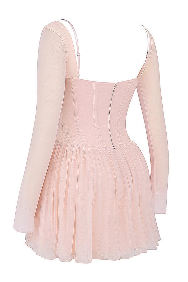 VIVIAN MINI VESTIDO CORSET PÊSSEGO MACIO - UseFeminess Direito Autorais