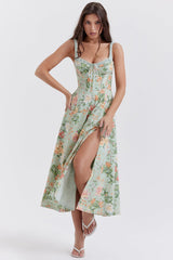 Vestido Midi Verde Floral - UseFeminess Direito Autorais